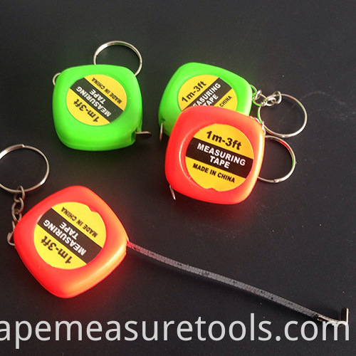 portable cheaper 1m mini tape measure keychain small tape measure with key ring